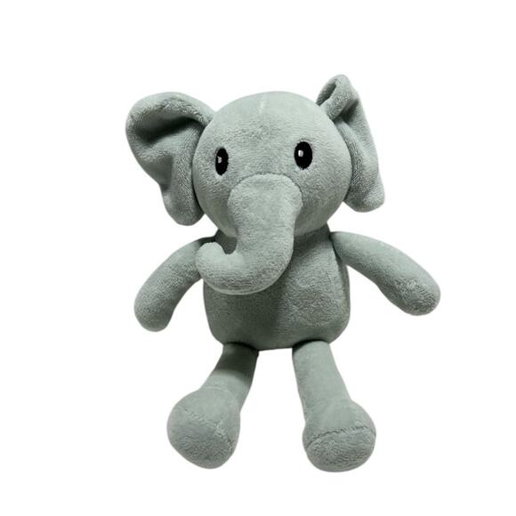 HB Hudson Baby Gray Plush Elephant Stuffed Animal Curved Trunk Baby Toy 2018 - Picture 1 of 5